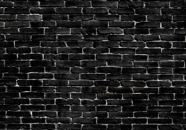 Black brick wall texture design material stock photo