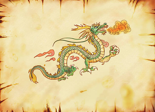 Pintura velha de dragão - ilustração de arte em vetor