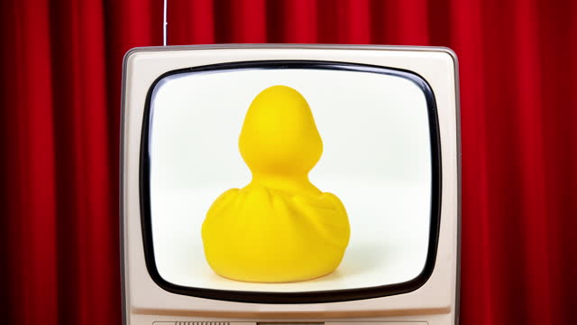 Animated retro television with rubber duck