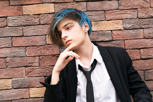 Portrait of a lgbt woman with dye hair