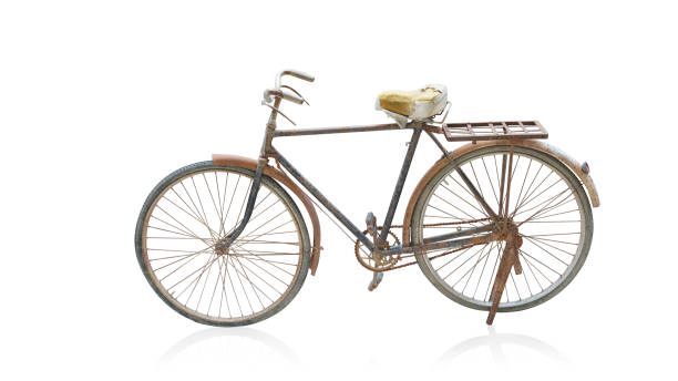 istock side view old and dirty brown frame bicycle on white background, object, decor, transport, gift, decoration, copy space 1483915907