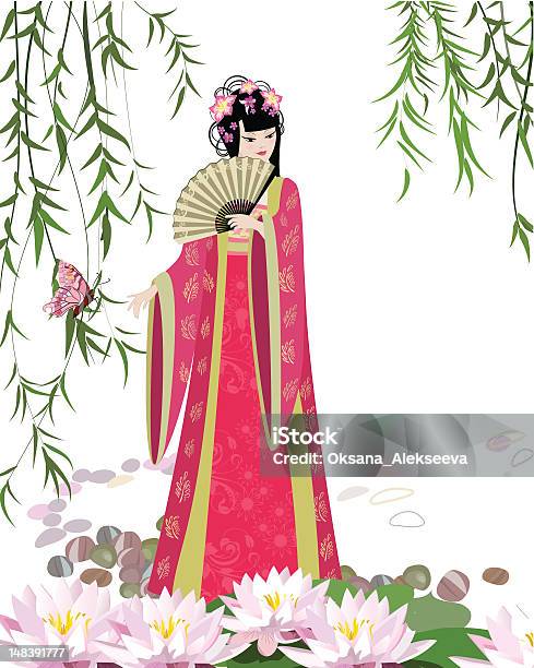 Китайский Девушки Одеты На Озеро — стоковая векторная графика и другие изображения на тему Кукла - Кукла, Одеваться, Абстрактный