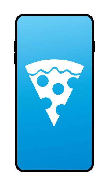 피자 스마트폰 아이콘크기 - application software food pizza cheese stock illustrations