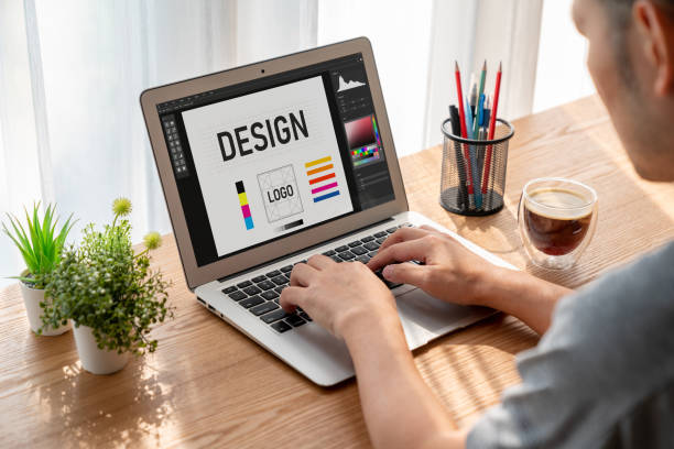 istock Graphic designer software for modern design of web page and commercial ads 1483924615