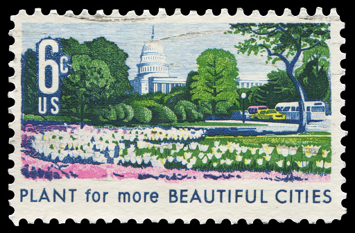 US postage stamp: Plant for more beautiful cities.