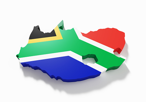 Illustration of South Africa waving fabric flag