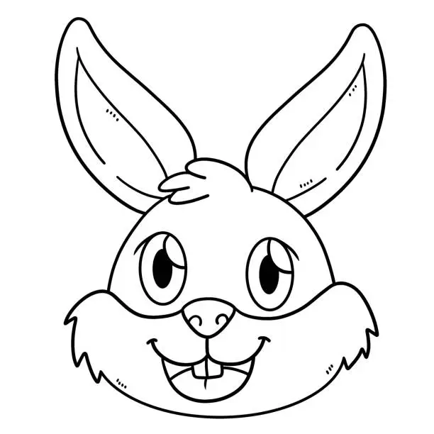 Vector illustration of Rabbit Head Isolated Coloring Page for Kids