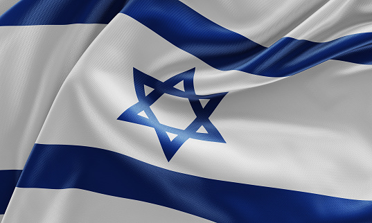 Israel flag, from fabric satin, 3d illustration