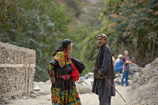 Kalash people on the street in the village Pakistan