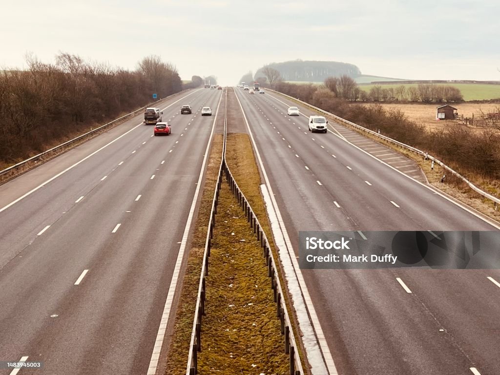 High angle view of a motorway Aerial View Stock Photo