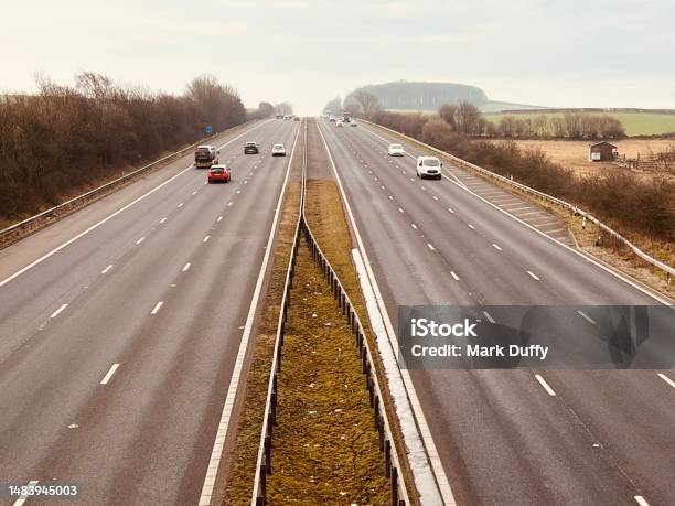 High Angle View Of A Motorway Stock Photo - Download Image Now - Aerial View, Architecture, Asphalt