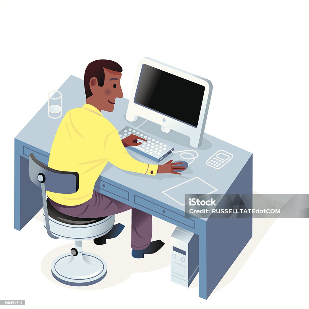 Hombre negro ordenador - arte vectorial de Monitor de ordenador libre de derechos