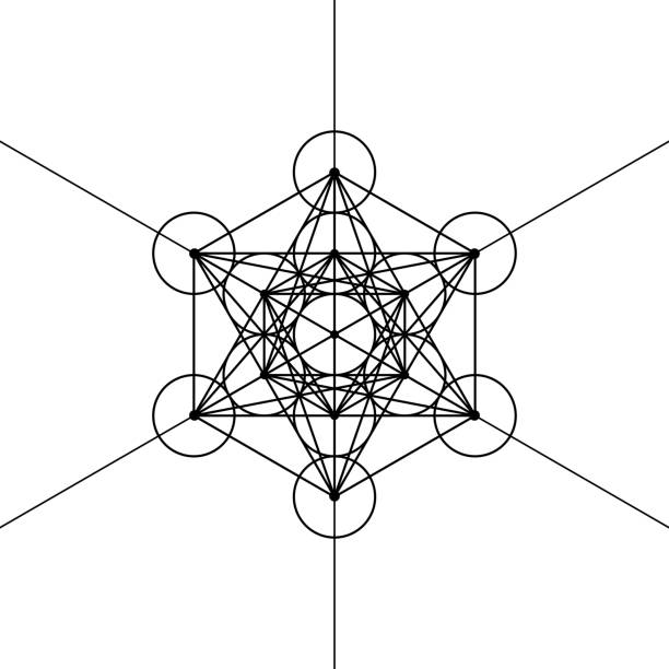 ilustrações, clipart, desenhos animados e ícones de cubo metatrons, flor da vida. geometria sagrada, elemento gráfico ilustração vetorial isolada. sólidos platônicos de ícones místicos, desenho geométrico abstrato, círculos nas plantações típicas - white background yoga backgrounds relaxation exercise