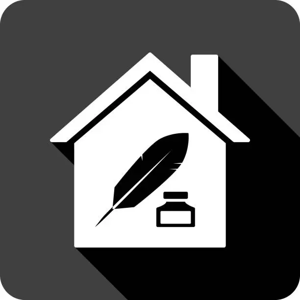 Vector illustration of House Feather and Ink Icon Silhouette