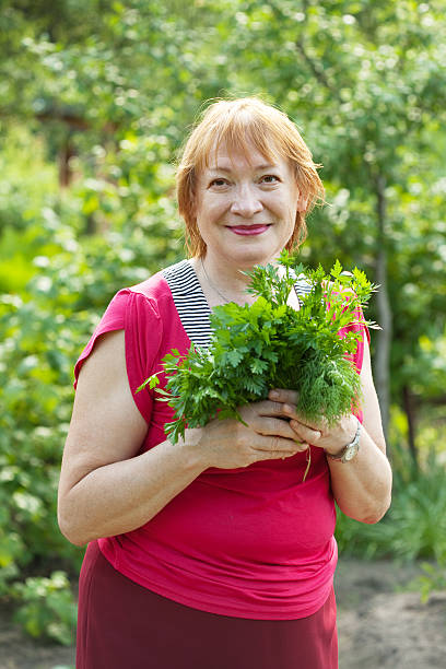 istock woman with  dill and parsley 148395085