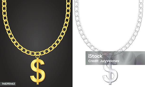 Collier Avec Le Symbole Du Dollar Vecteurs libres de droits et plus d'images vectorielles de Collier - Collier, Chaîne en or, Or - Métal