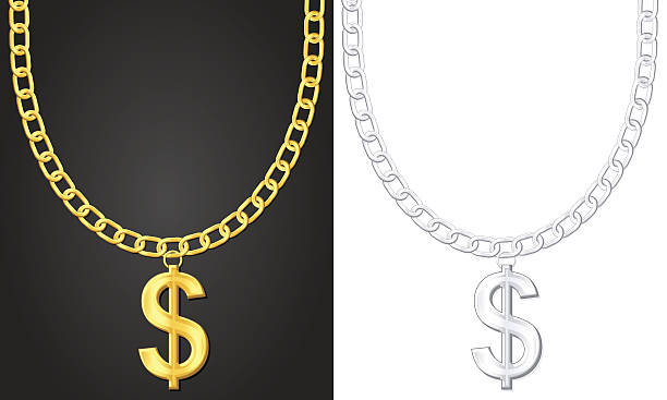 ilustrações, clipart, desenhos animados e ícones de colar com símbolo do dólar - necklace