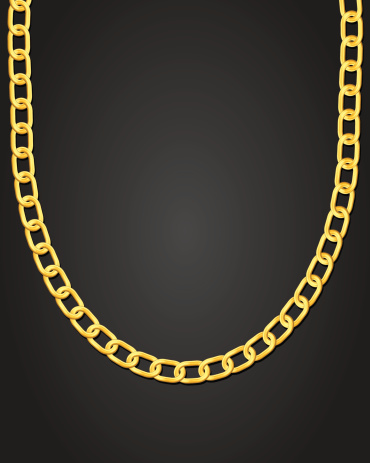 Gold necklace on black background. Vector illustration.