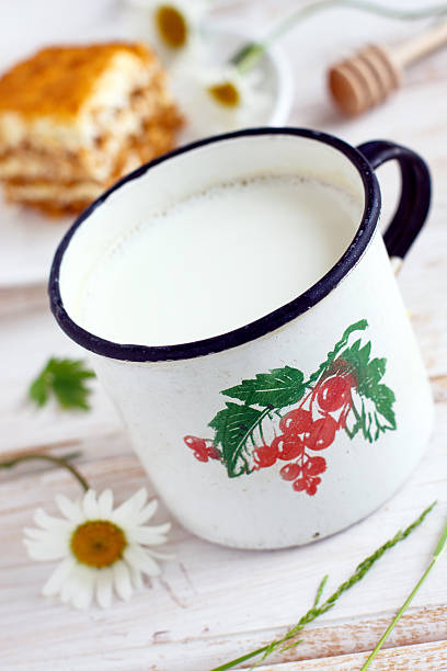 istock Mug of fresh milk and honey cake 148395631