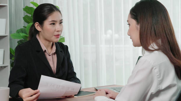 istock Young and enthusiastic candidate interview with HR manager in office. 1483956537