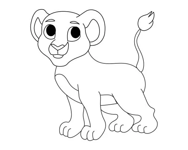 Vector illustration of Lion cub coloring