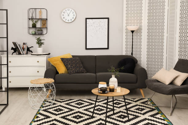 istock Living room interior with comfortable furniture and decorative elements 1483968745