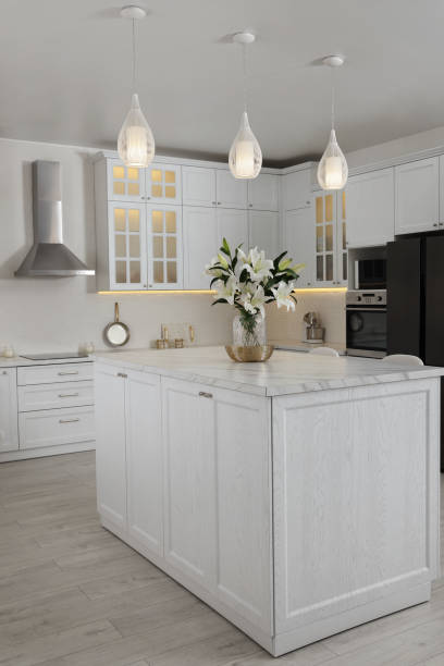 istock Luxury kitchen interior with new stylish furniture 1483968821