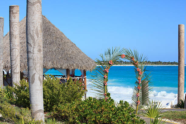 istock Wedding gazebo on the Caribbean coast. 148397619