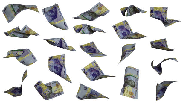 istock 3D rendering of Angolan Kwanza notes flying in different angles and orientations isolated on white background 1483988222