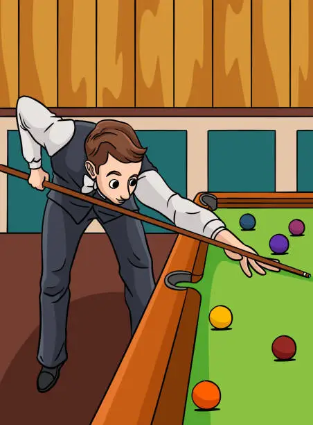 Vector illustration of Snooker Sport Colored Cartoon Illustration