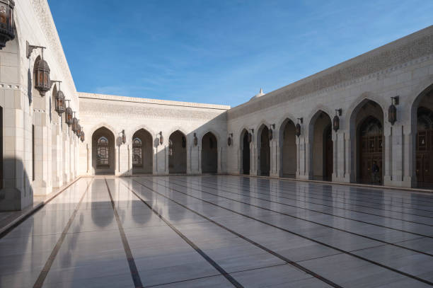istock Empty corridor of Sultan Qaboos Grand Mosque, Muscat, Oman 1483996575
