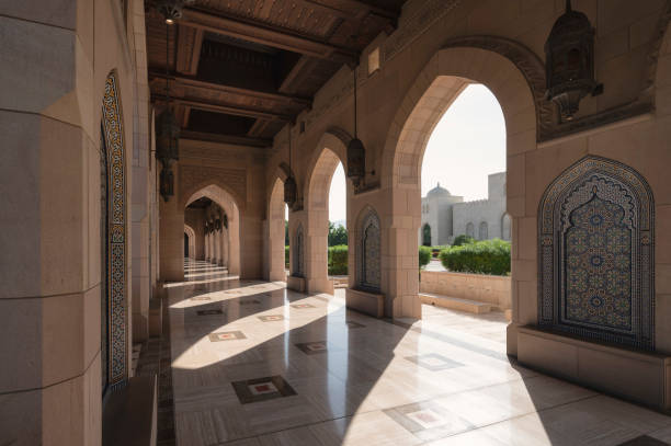 istock Empty corridor of Sultan Qaboos Grand Mosque, Muscat, Oman 1483996600