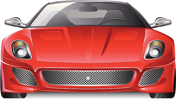 레드 스포츠 카 전면 보기 - car front view racecar sports car stock illustrations