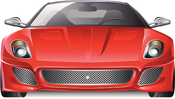ilustrações, clipart, desenhos animados e ícones de carro esportivo vermelho vista frontal - car front view racecar sports car