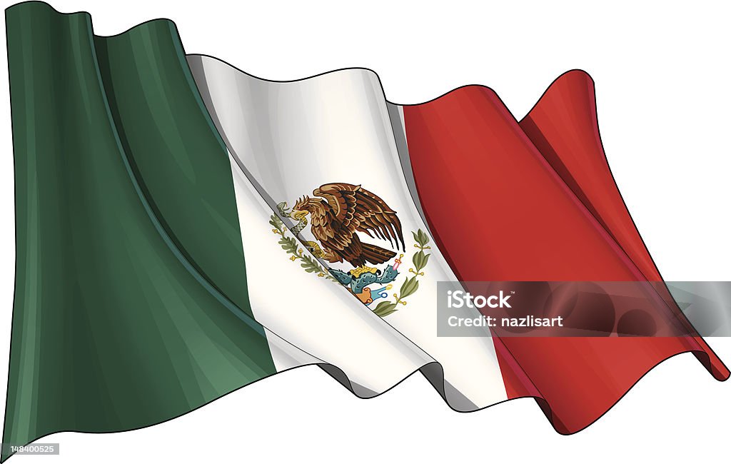 Flag of Mexico Waving Mexican flag. EPS v.10 File and a 6.8 x 4.4 kpxl with clipping path Preview JPG. Transparency is used on the shading layers Mexican Flag stock vector