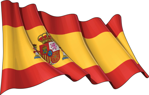 Waving Spanish flag. EPS v.10 File and a 6.8 x 4.4 kpxl with clipping path Preview JPG. Transparency is used on the shading layers