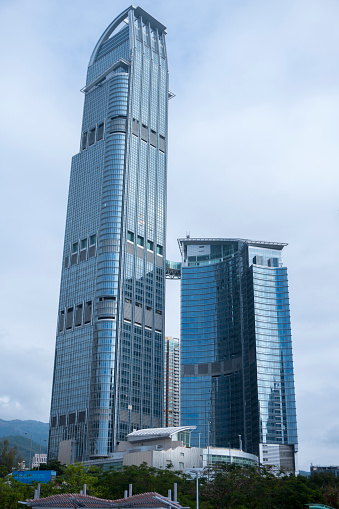 Hong Kong - December 21 2019 : Nina Tower is a twin tower of 80 storey and 42 storey high-rise buildings in Tsuen Wan, Hong Kong