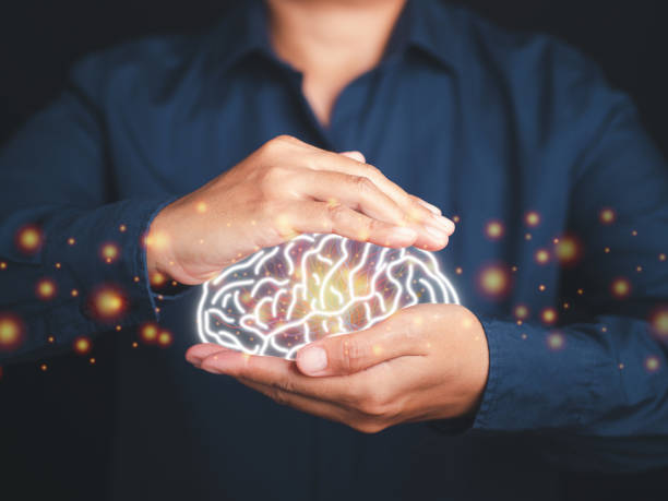 istock Digital image of the brain on the palm. Artificial Intelligence, AI Technology. 1484013615