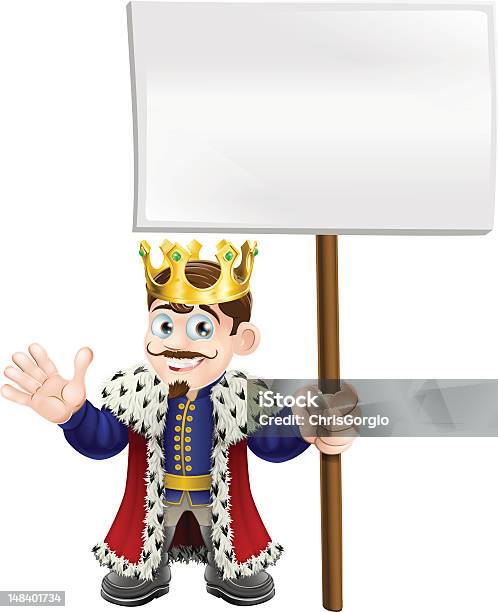 Cartoon King Holding A Sign Stock Illustration - Download Image Now - Adult, Adults Only, Advertisement