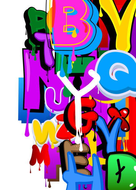 istock Graffiti background created with Letters. Abstract modern street art wallpaper performed in urban painting style on white. 1484021655