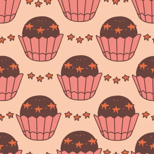 Vector illustration of Cute childish food seamless pattern with chocolate candy