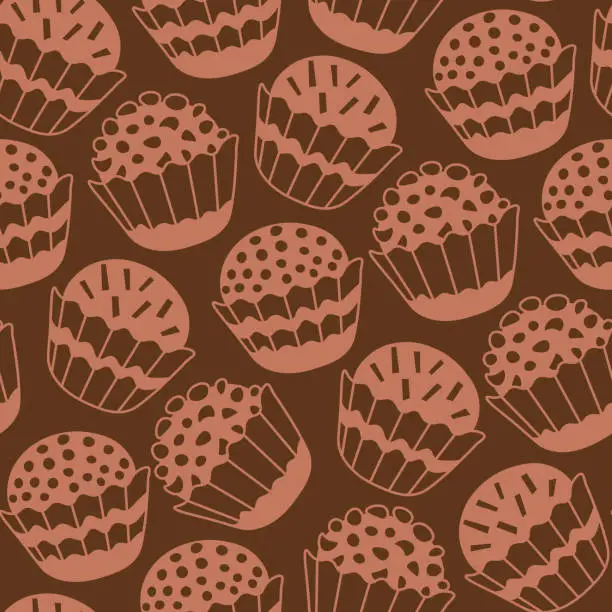 Vector illustration of Food seamless pattern with doodle chocolate candy