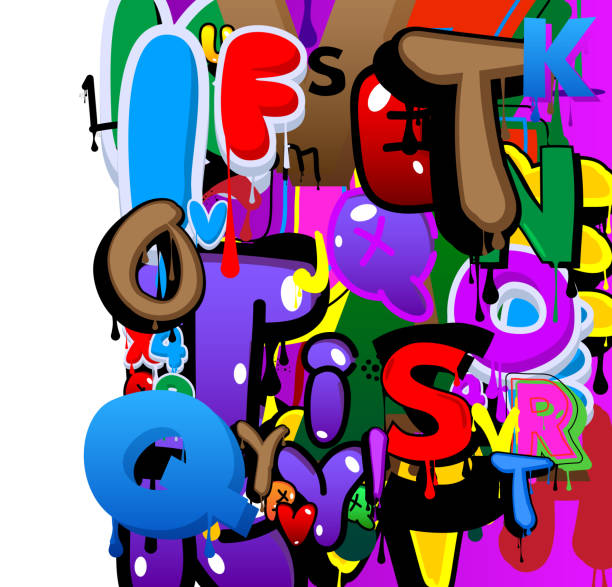 istock Graffiti background created with Letters. Abstract modern street art wallpaper performed in urban painting style on white. 1484021876