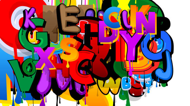 istock Graffiti background created with Letters. Abstract modern street art wallpaper performed in urban painting style on white. 1484022084