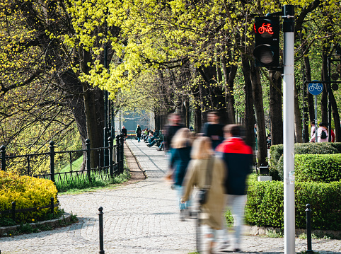 relaxing in the city park - lifestyle - sidewalk