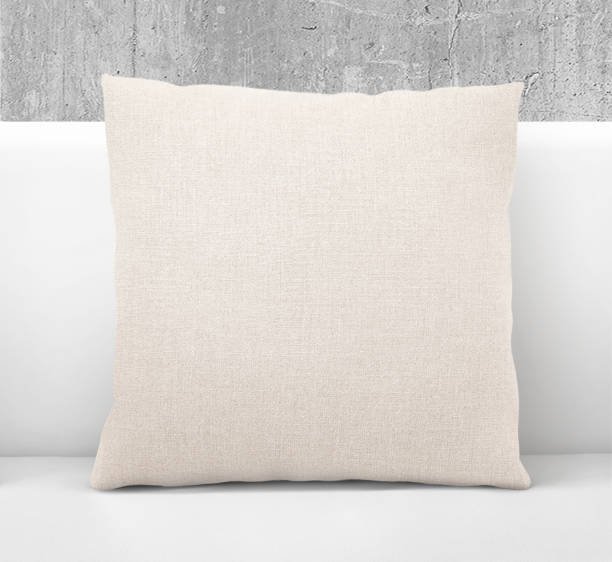 istock blank Cotton linen throw pillow on a sofa ,white brick wall, mock up for adding your design 1484030672
