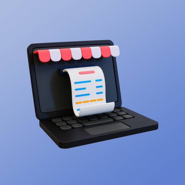 istock 3d minimal bill printing. checkout process. shopping payment. storefront laptop with a receipt. 3d illustration. 1484033549