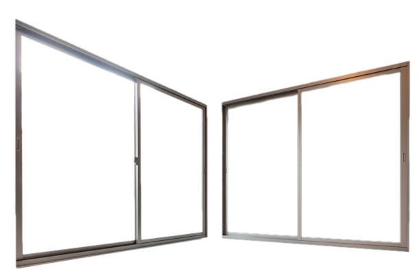 istock Large Clear Isolated Metallic Glass Window, Modern Pane for home 1484038625