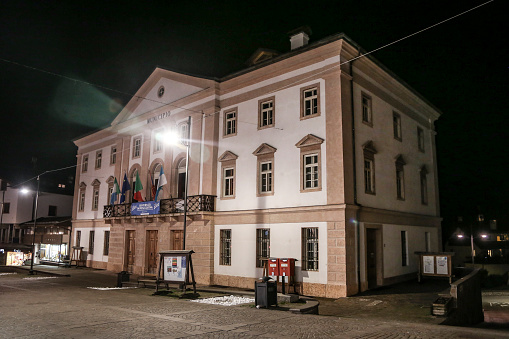 Cortina D'Ampezzo Town Hall at night.