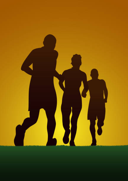 istock runners, marathon in the countryside on sunset, Vector poster cross country 1484043939